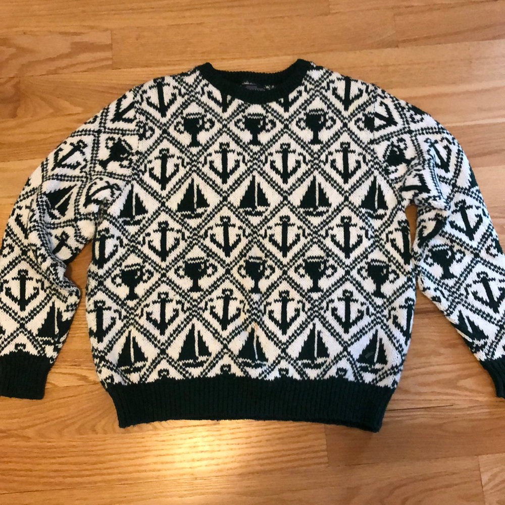 Sailing knit forest green and cream